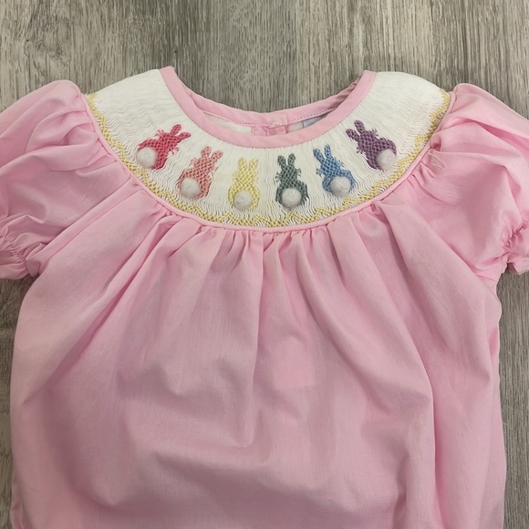 Lillie And Lilah 3 Month Baby Girl Peep Easter Romper - Picture 2 of 4